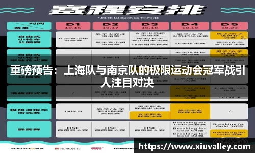 重磅预告：上海队与南京队的极限运动会冠军战引人注目对决